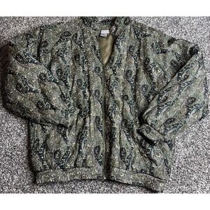 VTG ROBERT STOCK‎ Women's S 100% Silk Full Zip Jacket Paisley Floral Lined EUC